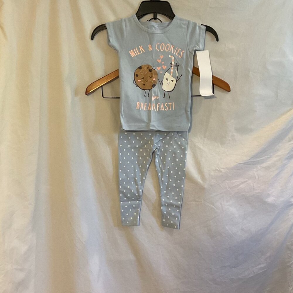 Carter's Girls 12 Months Milk & Cookies 4 Piece Pajama Set NWT Snug Fit